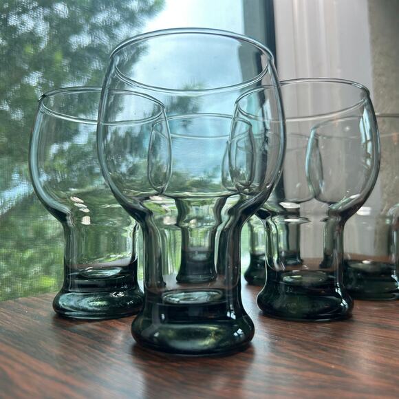 Set of 6 Vintage Libbey Smoke Gray Goblets – Mid Century Modern Pedestal Glasses - Picture 1 of 12